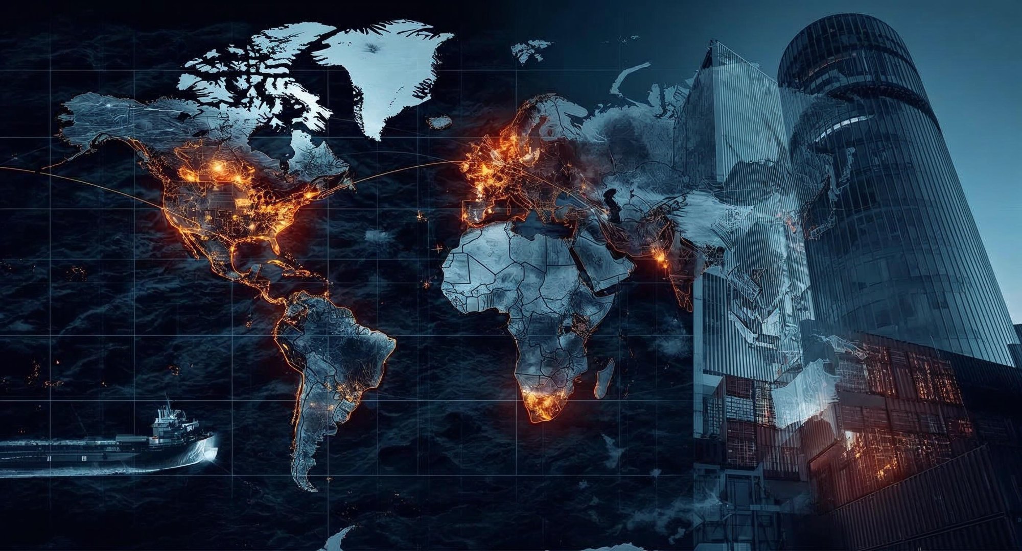 Global trade map showing tariff pressure across continents